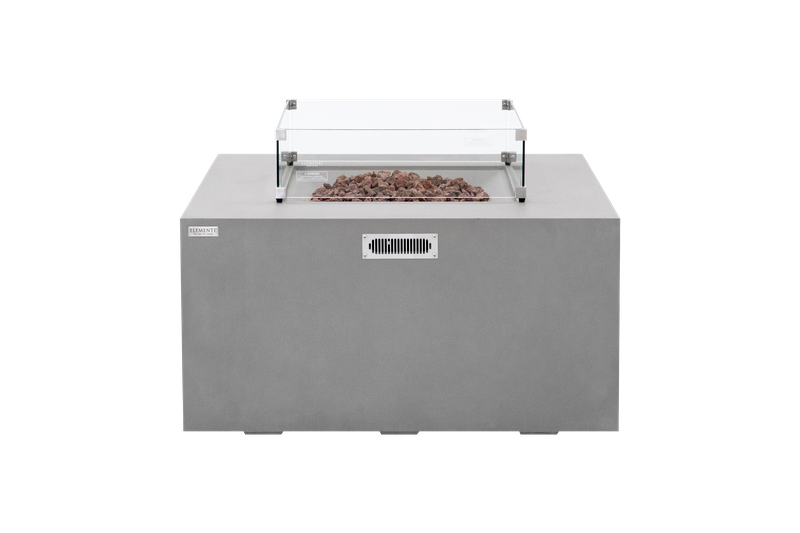 Elementi Rocky 43" Square Light Grey Propane Fire Table with Hidden Tank