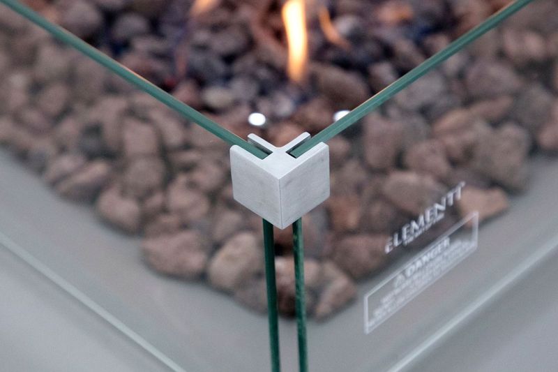 Elementi Rocky 43" Square Light Grey Propane Fire Table with Hidden Tank