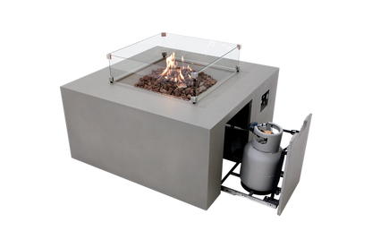 Elementi Rocky 43" Square Light Grey Propane Fire Table with Hidden Tank