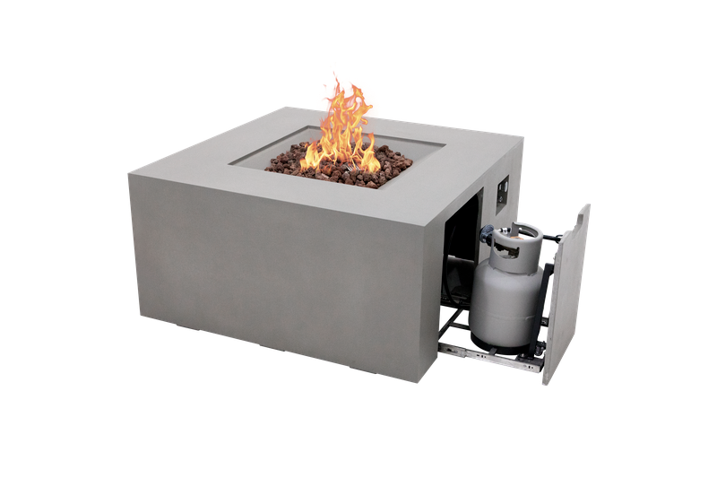 Elementi Rocky 43" Square Light Grey Propane Fire Table with Hidden Tank