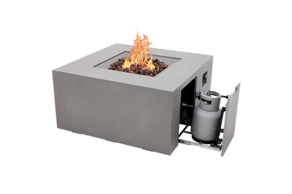 Elementi Rocky 43" Square Light Grey Propane Fire Table with Hidden Tank