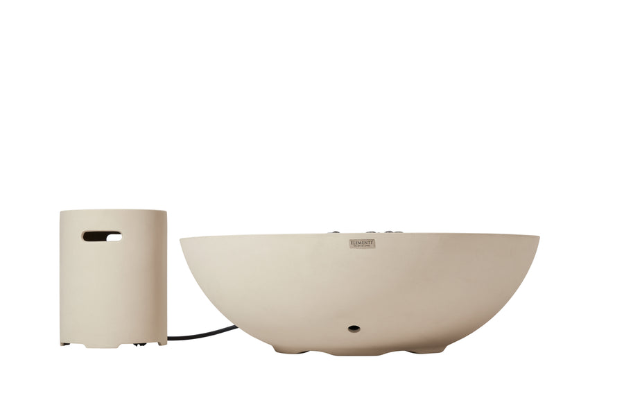 Elementi Rose Bowl 48" Round Frosted Cream White Concrete Liquid Propane Fire Pit