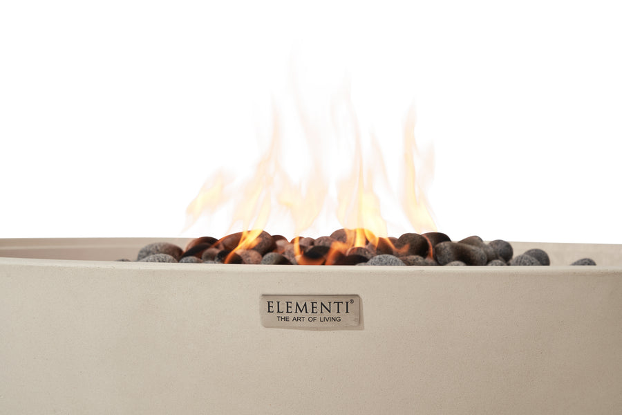 Elementi Rose Bowl 48" Round Frosted Cream White Concrete Liquid Propane Fire Pit