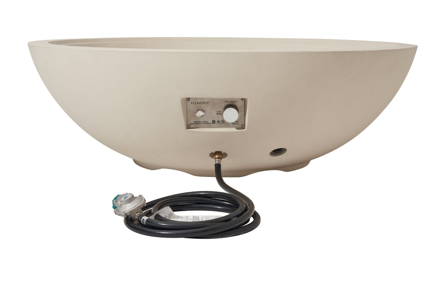 Elementi Rose Bowl 48" Round Frosted Cream White Concrete Liquid Propane Fire Pit
