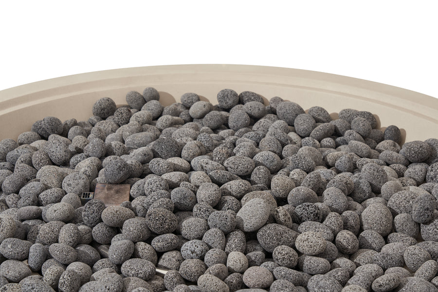 Elementi Rose Bowl 48" Round Frosted Cream White Concrete Liquid Propane Fire Pit