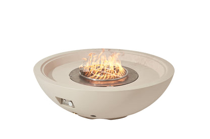 Elementi Rose Bowl 48" Round Frosted Cream White Concrete Liquid Propane Fire Pit