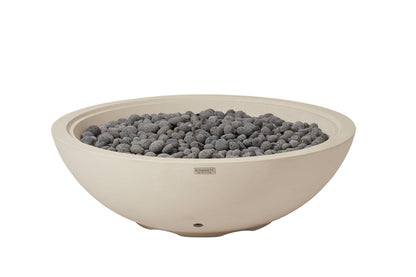 Elementi Rose Bowl 48" Round Frosted Cream White Concrete Liquid Propane Fire Pit
