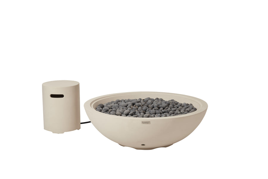 Elementi Rose Bowl 48" Round Frosted Cream White Concrete Liquid Propane Fire Pit