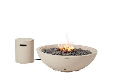 Elementi Rose Bowl 48" Round Frosted Cream White Concrete Liquid Propane Fire Pit