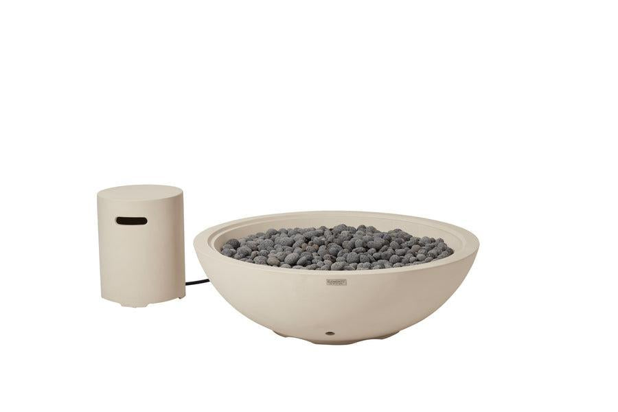 Elementi Rose Bowl 48" Round Moon Gray Concrete Liquid Propane Fire Pit