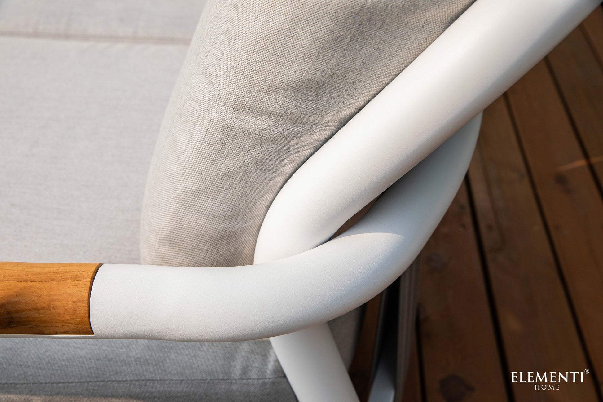 Elementi Santorini 33" White Aluminum Outdoor Lounge Chair with Sunbrella Cushions