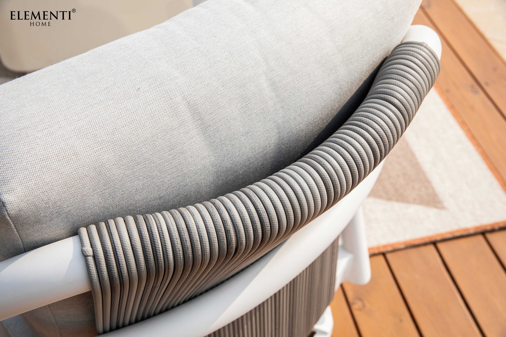 Elementi Santorini 33" White Aluminum Outdoor Swivel Chair with Sunbrella Cushions