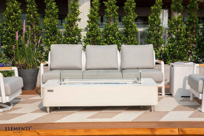 Elementi Santorini 82" White Aluminum Outdoor 3 Seat Sofa with Sunbrella Cushions