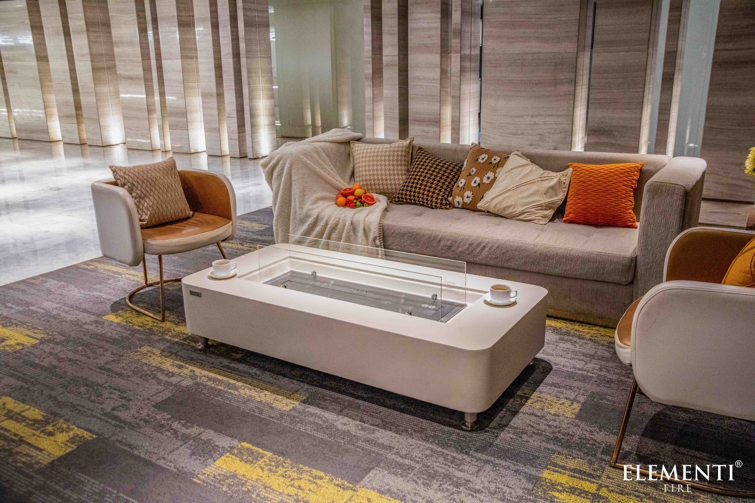 Elementi Sydney 30" Rectangle Cream White Concrete Ethanol Fire Table