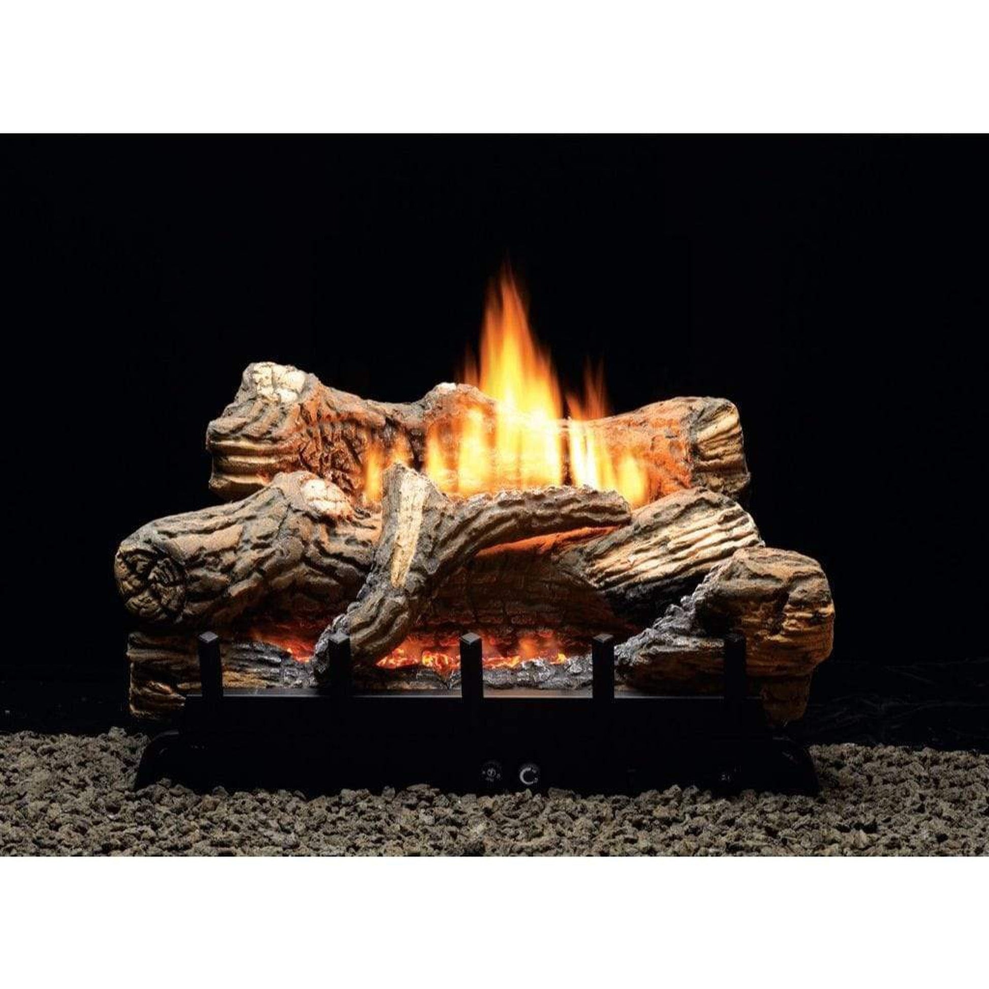Empire 24" Flint Hill Ceramic Fiber Log Set With Thermostat Control, Propane Gas Vent-Free Contour Burner