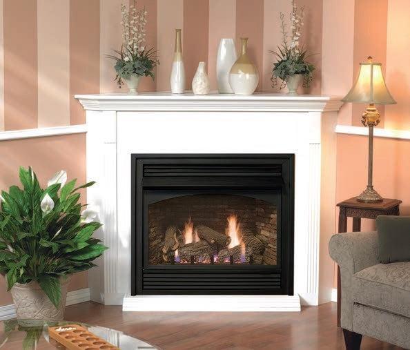 Empire 26" Corner Cabinet Mantel With Base in Cherry Finish