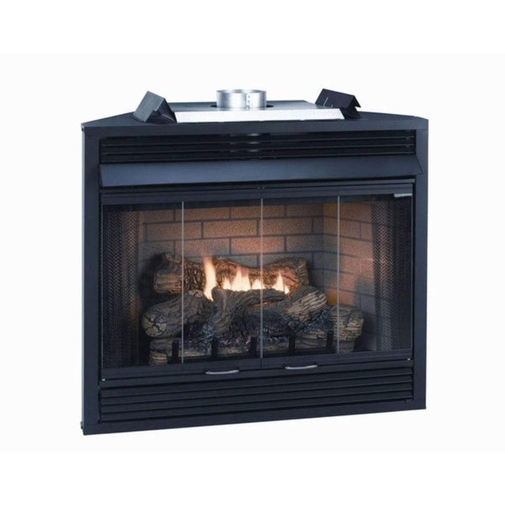 Empire Bi-Fold Black Glass Doors for 36" Keystone B-Vent Deluxe Fireplace