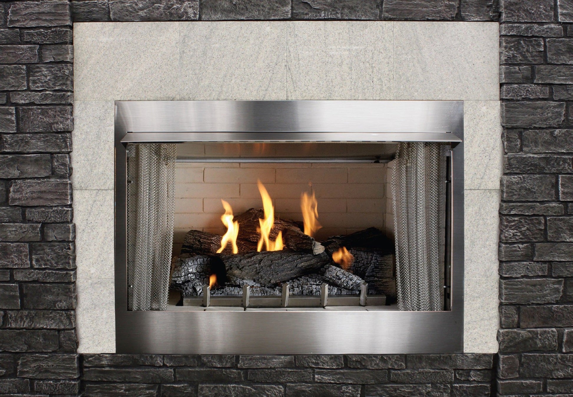 Empire Carol Rose Coastal 36" Stainless Steel Millivolt Control, Natural Gas Traditional Premium Outdoor Fireplace