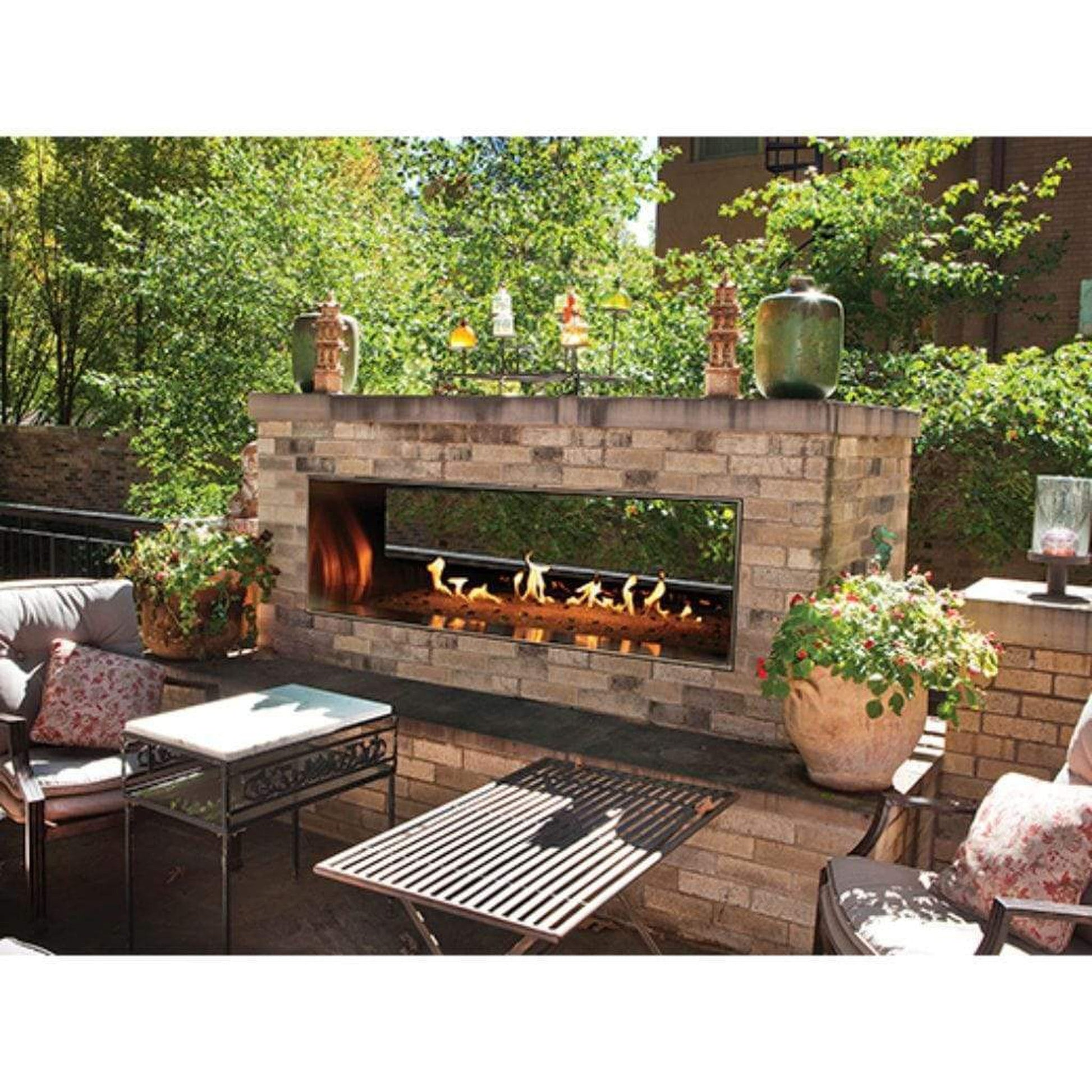 Empire Carol Rose Coastal 60" Stainless Steel Manual Control, Natural Gas Outdoor Linear See Through Fireplace