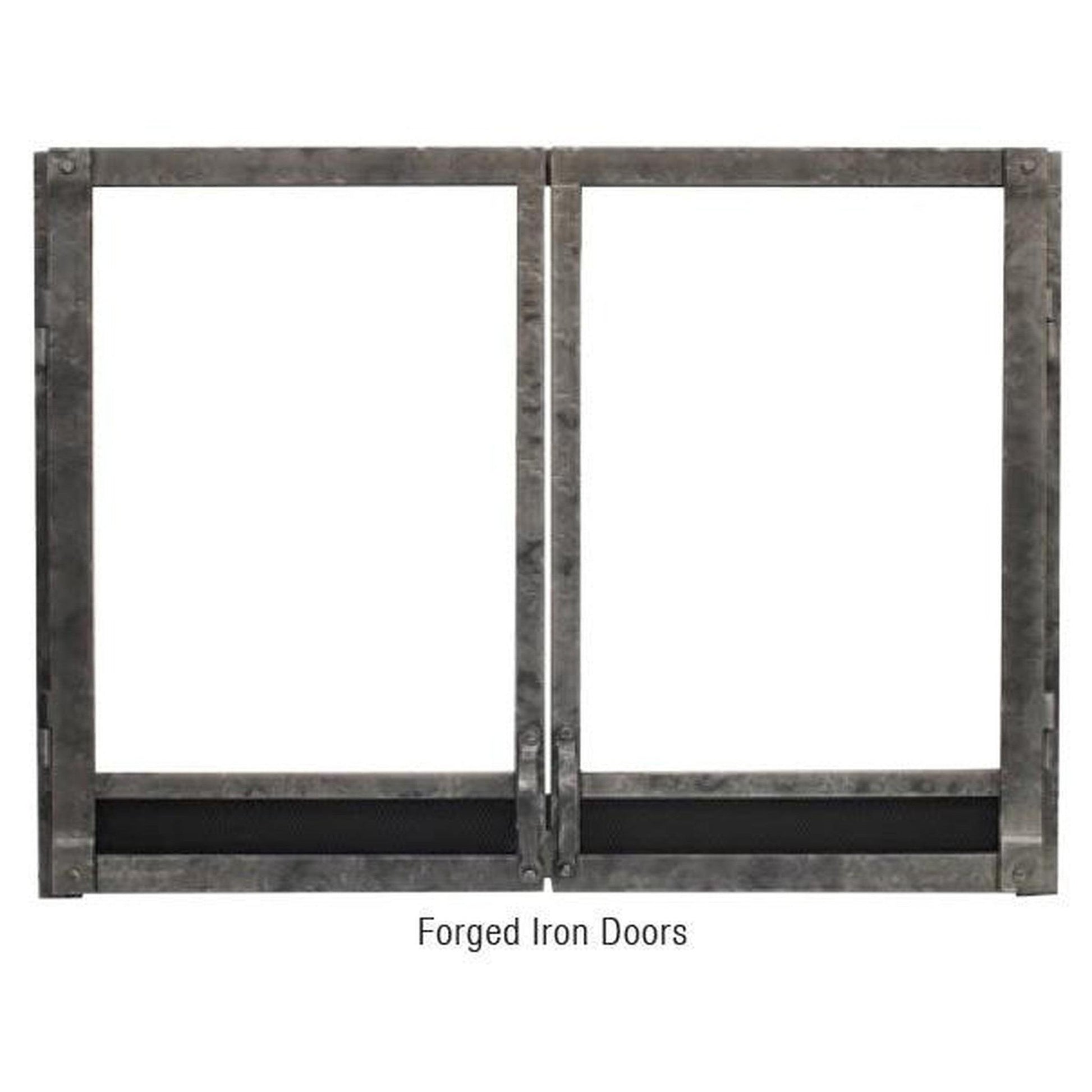 Empire Distress Pewter Forged Iron Doors & Frame for 36" Tahoe Clean Face Luxury Fireplace