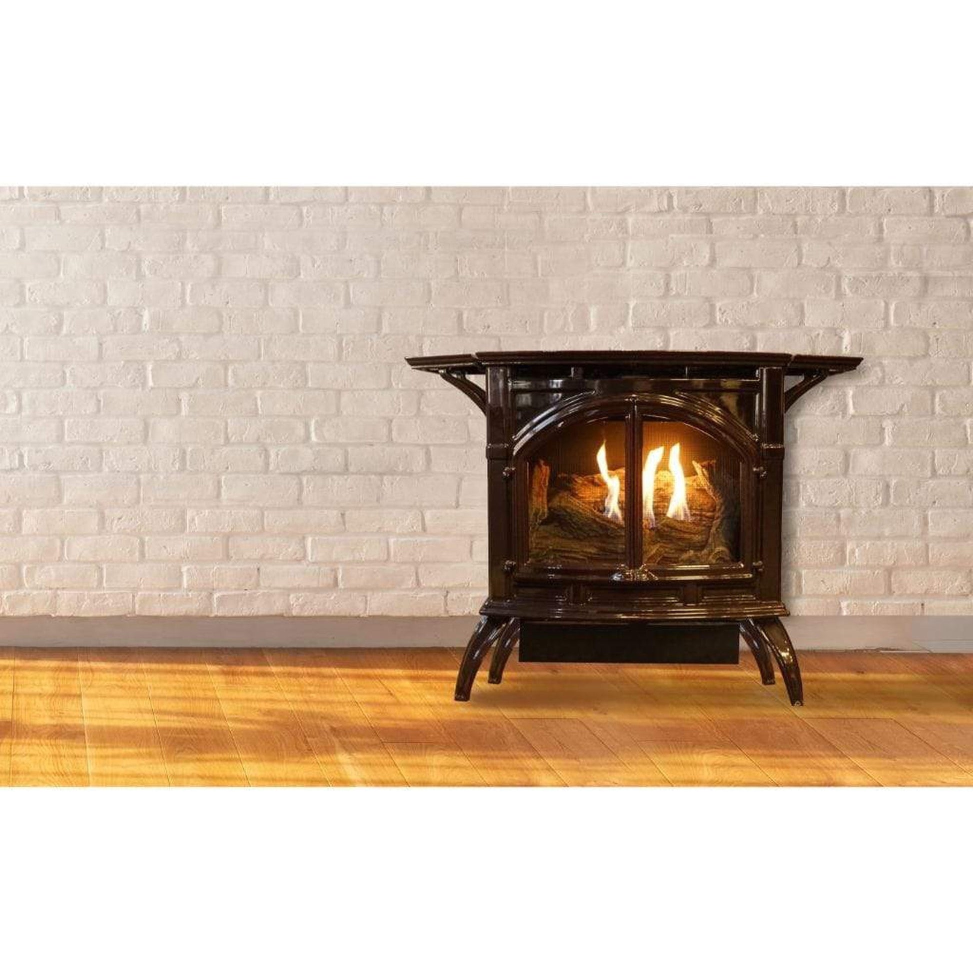 Empire Spirit 22" 20,000 BTU Porcelain Mahogany Finish Intermittent Pilot Control With On/Off Switch, Natural Gas Vent Free Cast Iron Small Stove