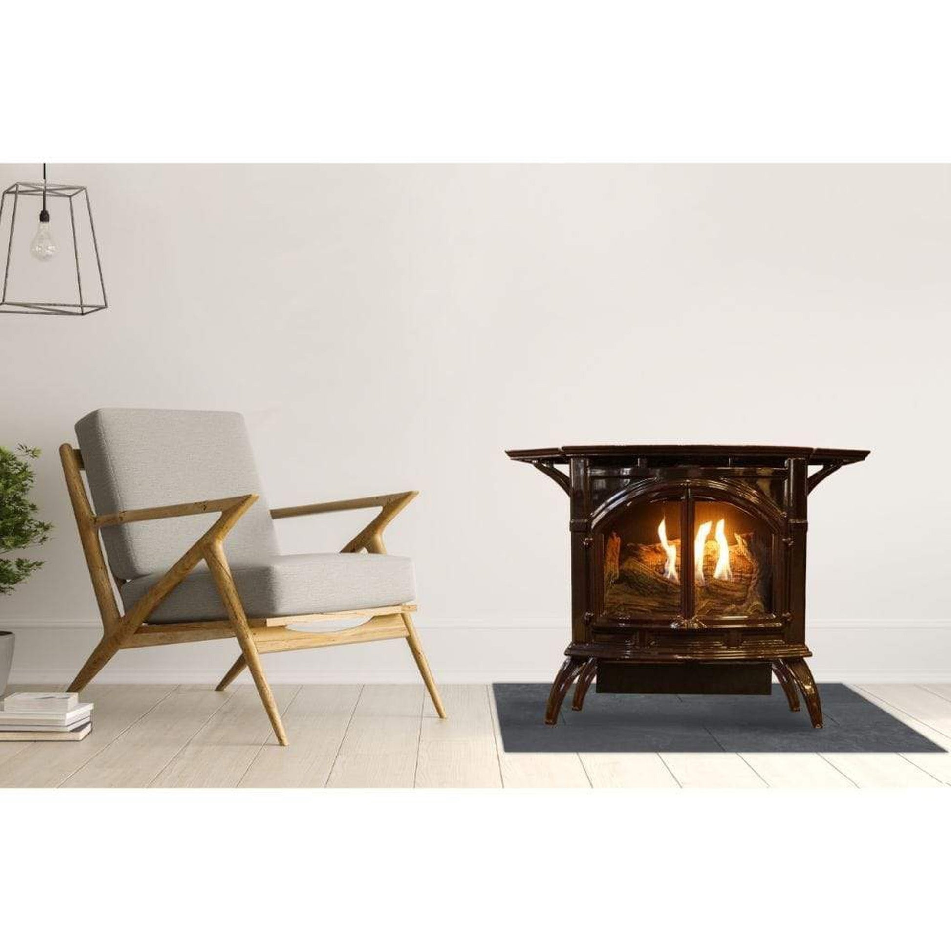 Empire Spirit 22" 20,000 BTU Porcelain Mahogany Finish Millivolt Control With On/Off Switch, Natural Gas Vent Free Cast Iron Small Stove