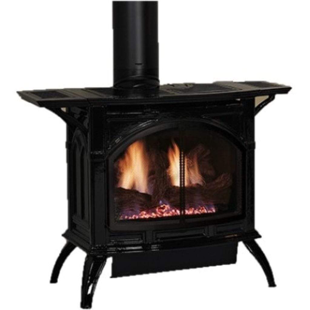 Empire Spirit 28" Porcelain Black Finish Intermittent Pilot Control With On/Off Switch, Propane Gas Direct Vent Cast Iron Medium Stove
