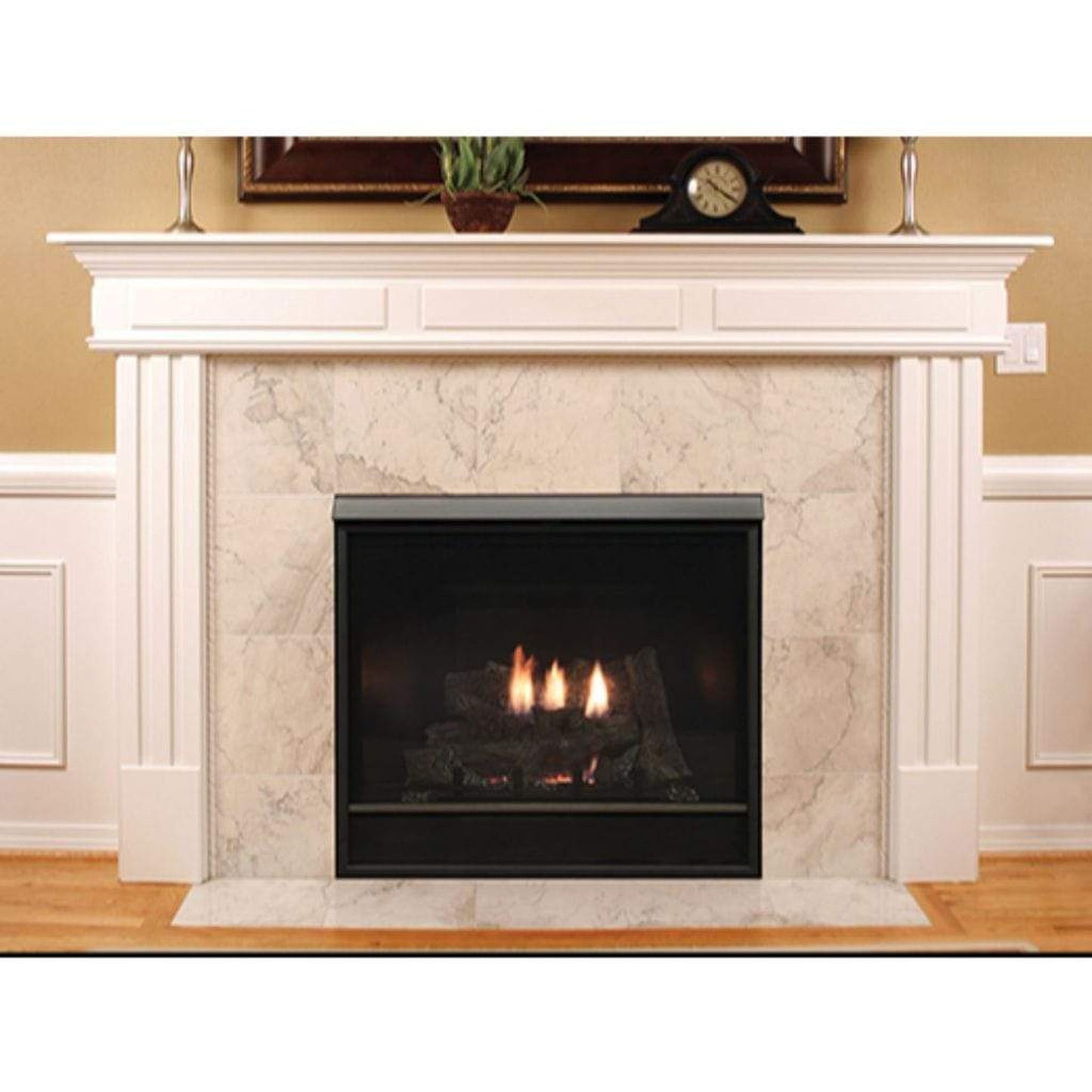 Empire Tahoe Clean Face 32" Millivolt Control With On/Off Switch and Blower, Natural Gas Direct Vent Deluxe Fireplace