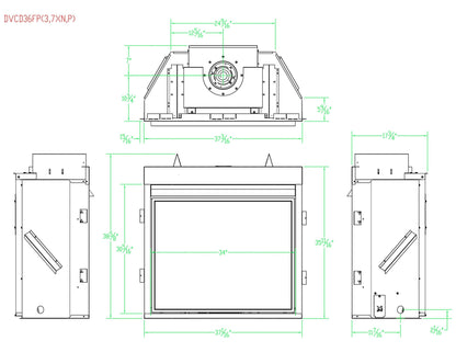Empire Tahoe Clean Face 36" Intermittent Pilot Control With On/Off Switch and Blower, Natural Gas Direct Vent Deluxe Fireplace
