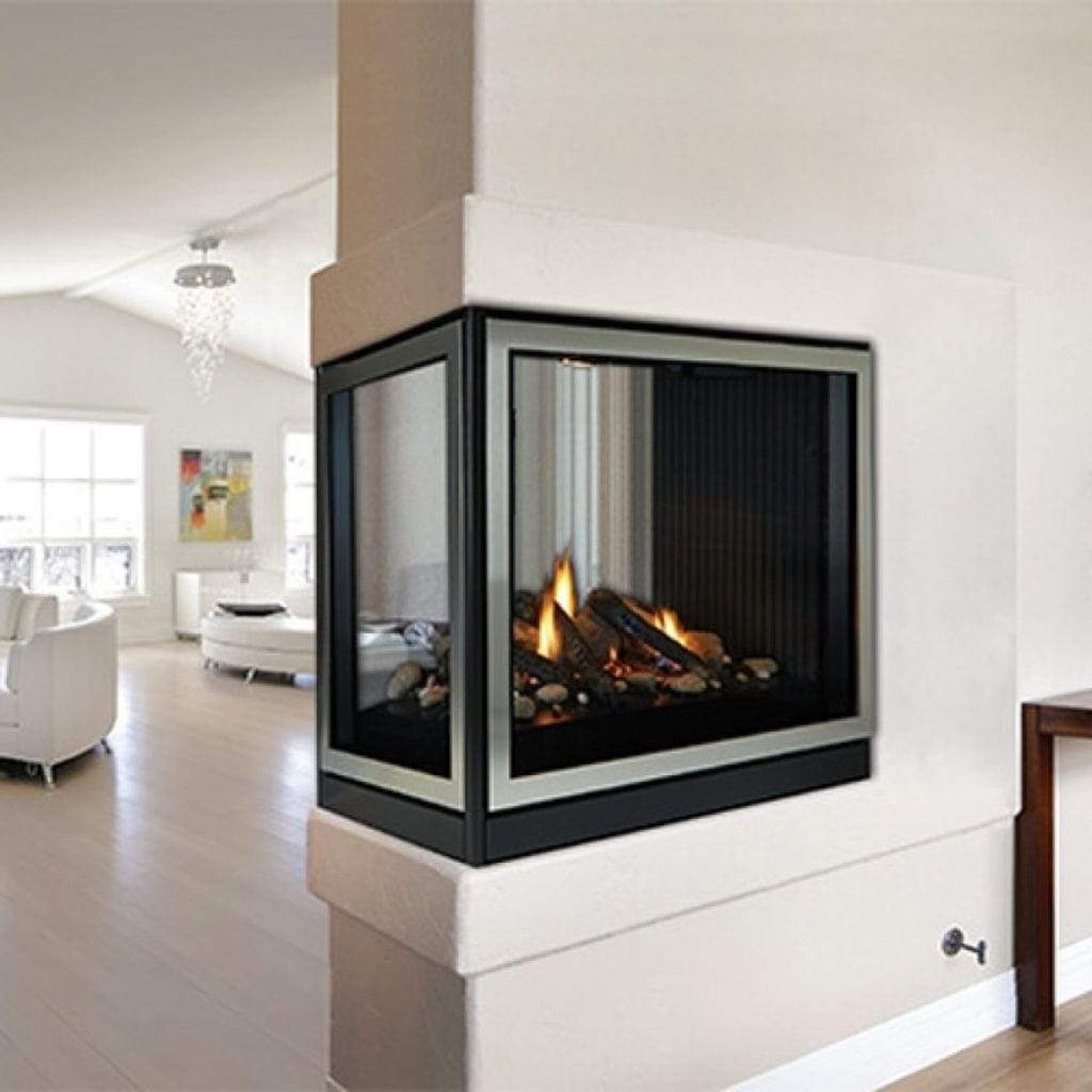 Empire Tahoe Clean Face 36" Millivolt Control With On/Off Switch, Propane Gas Direct Vent Premium Peninsula Fireplace