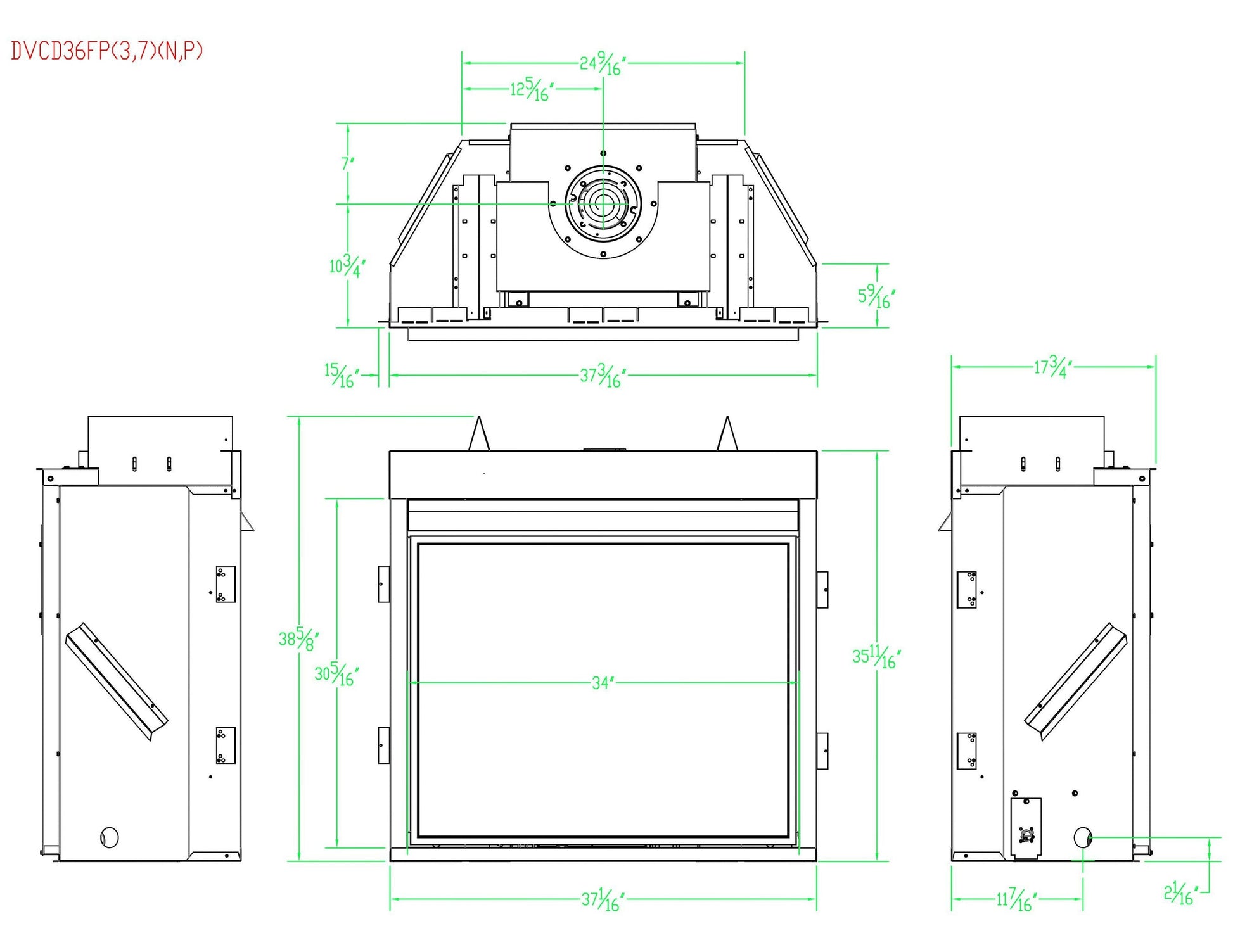 Empire Tahoe Clean Face 36" Millivolt Control With On/Off Switch and Blower, Natural Gas Direct Vent Deluxe Fireplace