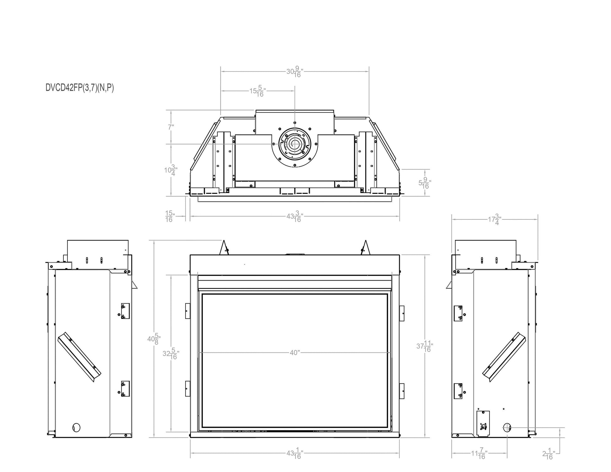 Empire Tahoe Clean Face 42" Millivolt Control With On/Off Switch and Blower, Natural Gas Direct Vent Deluxe Fireplace