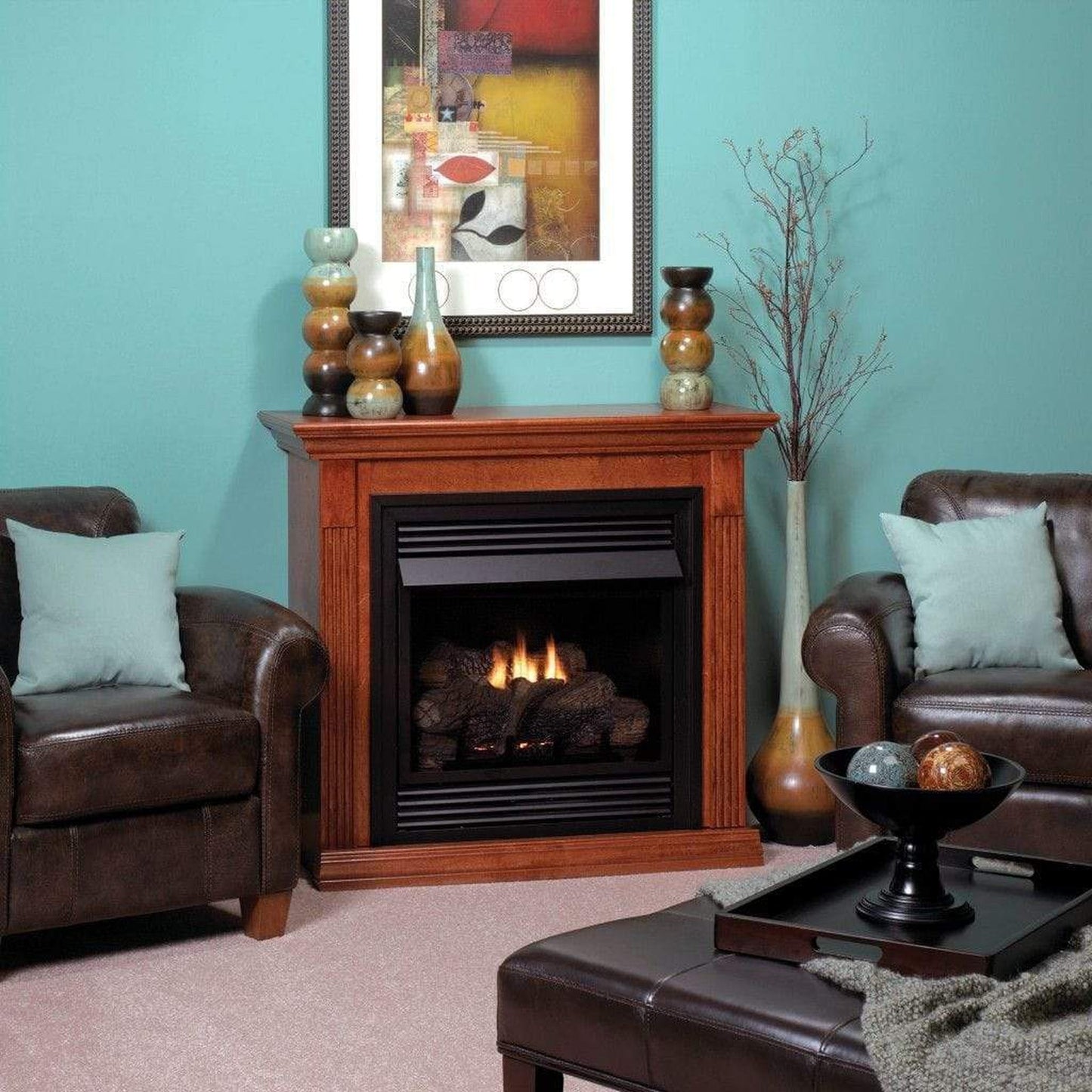 Empire Vail 26" 10,000 BTU Millivolt Control With On/Off Switch and Contour Burner, Propane Gas Vent Free Deluxe Fireplace