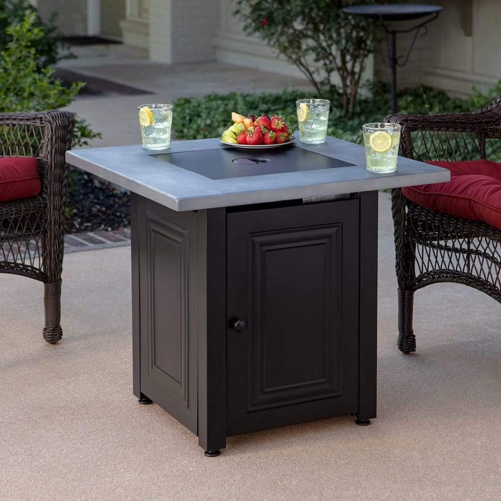 Endless Summer 28" Wakefield LP Gas Outdoor Fire Pit Table with Faux Concrete Resin Mantel