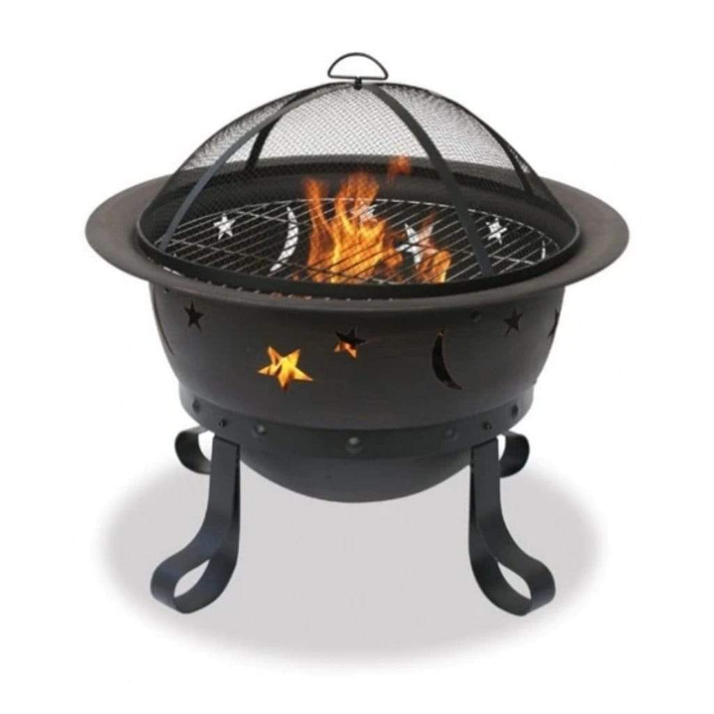 Endless Summer 29" WAD1081SP Oil Rubbed Bronze Wood Burning Outdoor Fire Pit with Stars and Moons Design