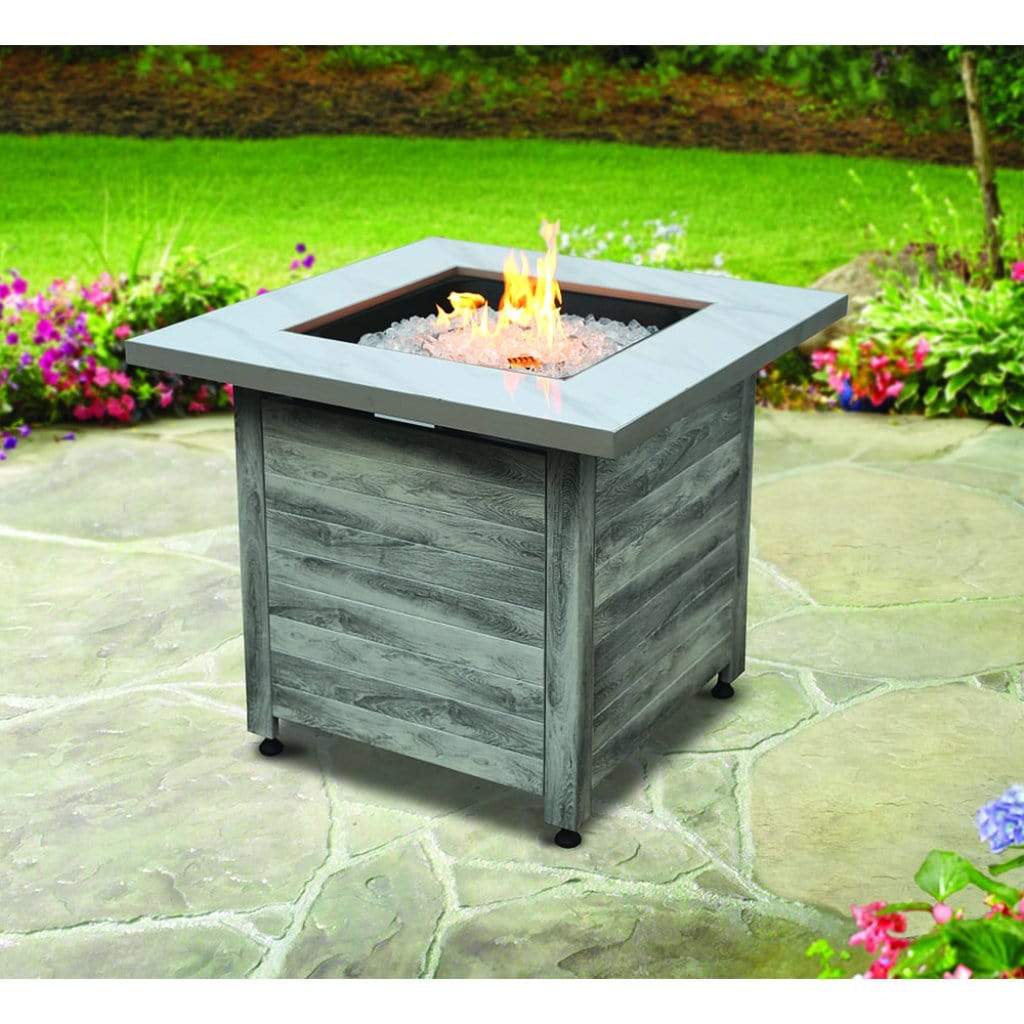 Endless Summer 30" Chesapeake LP Gas Outdoor Fire Pit Table with White Faux Marble Top
