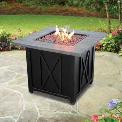 Endless Summer 30" GAD1450SP LP Gas Outdoor Fire Pit Table with Weathered Wood Grain Printed Mantel