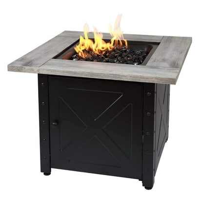 Endless Summer 30" Mason LP Gas Outdoor Fire Pit Table with Printed Resin Mantel