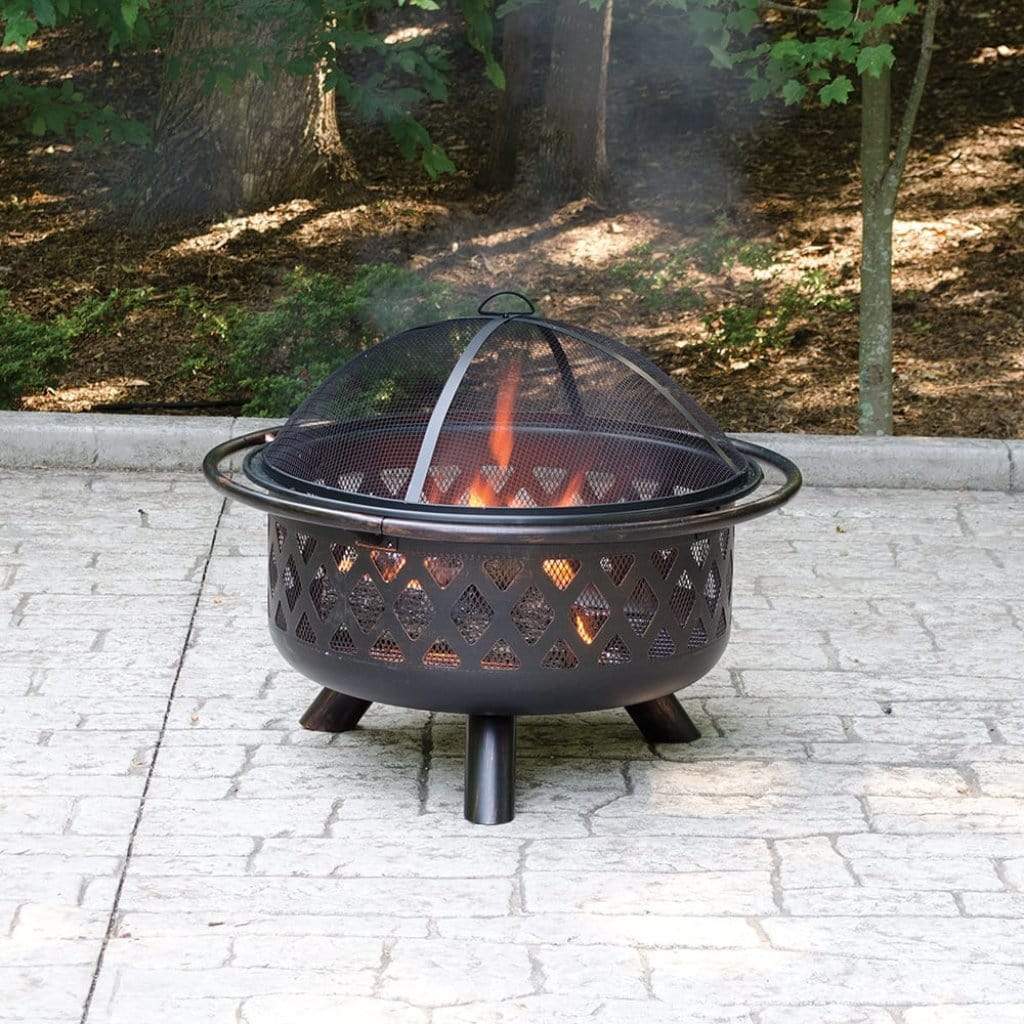 Endless Summer 30" WAD792SP Oil Rubbed Bronze Wood Burning Outdoor Fire Pit with Lattice Design