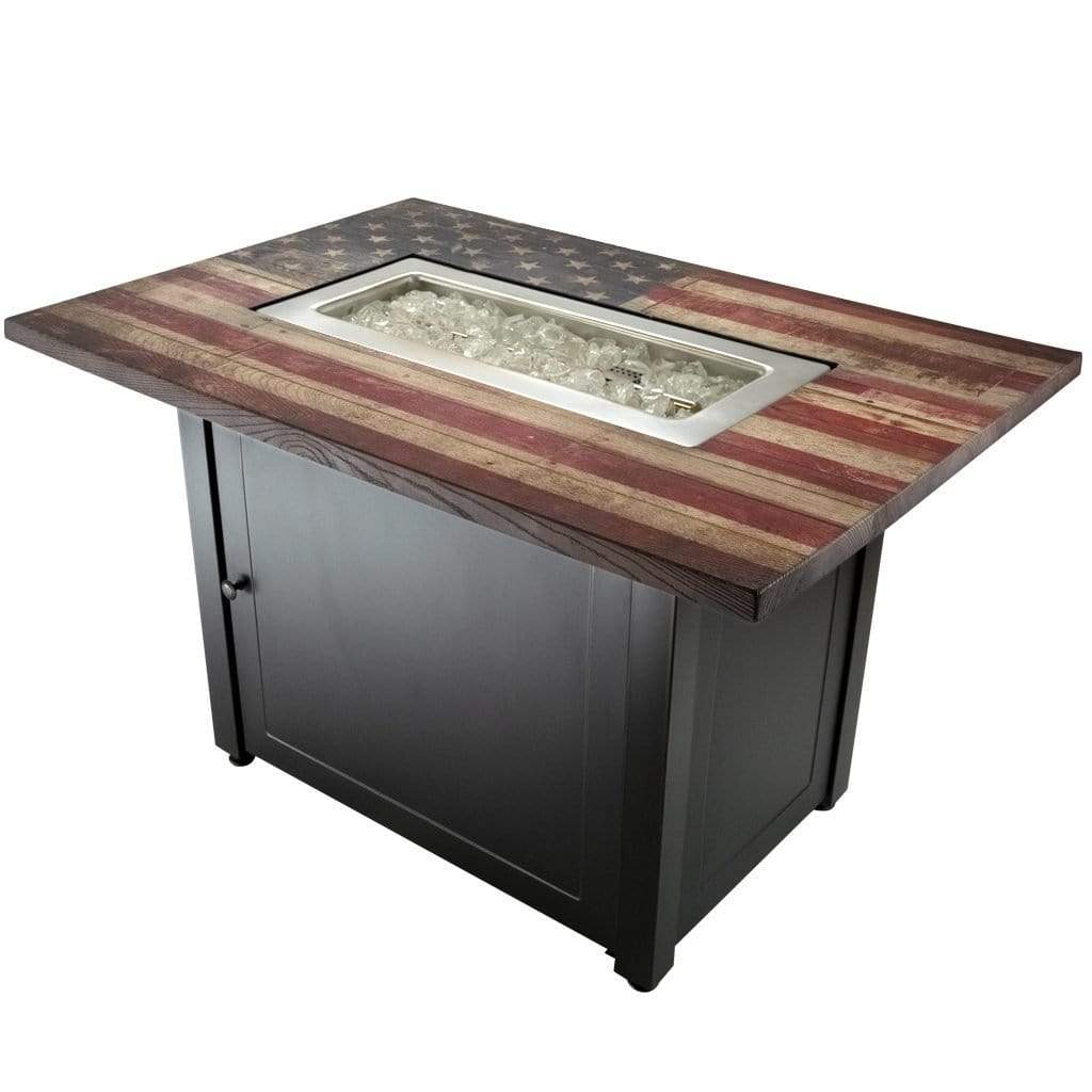 Endless Summer 40" Americana Rectangular LP Gas Outdoor Fire Pit Table with American Flag Mantel