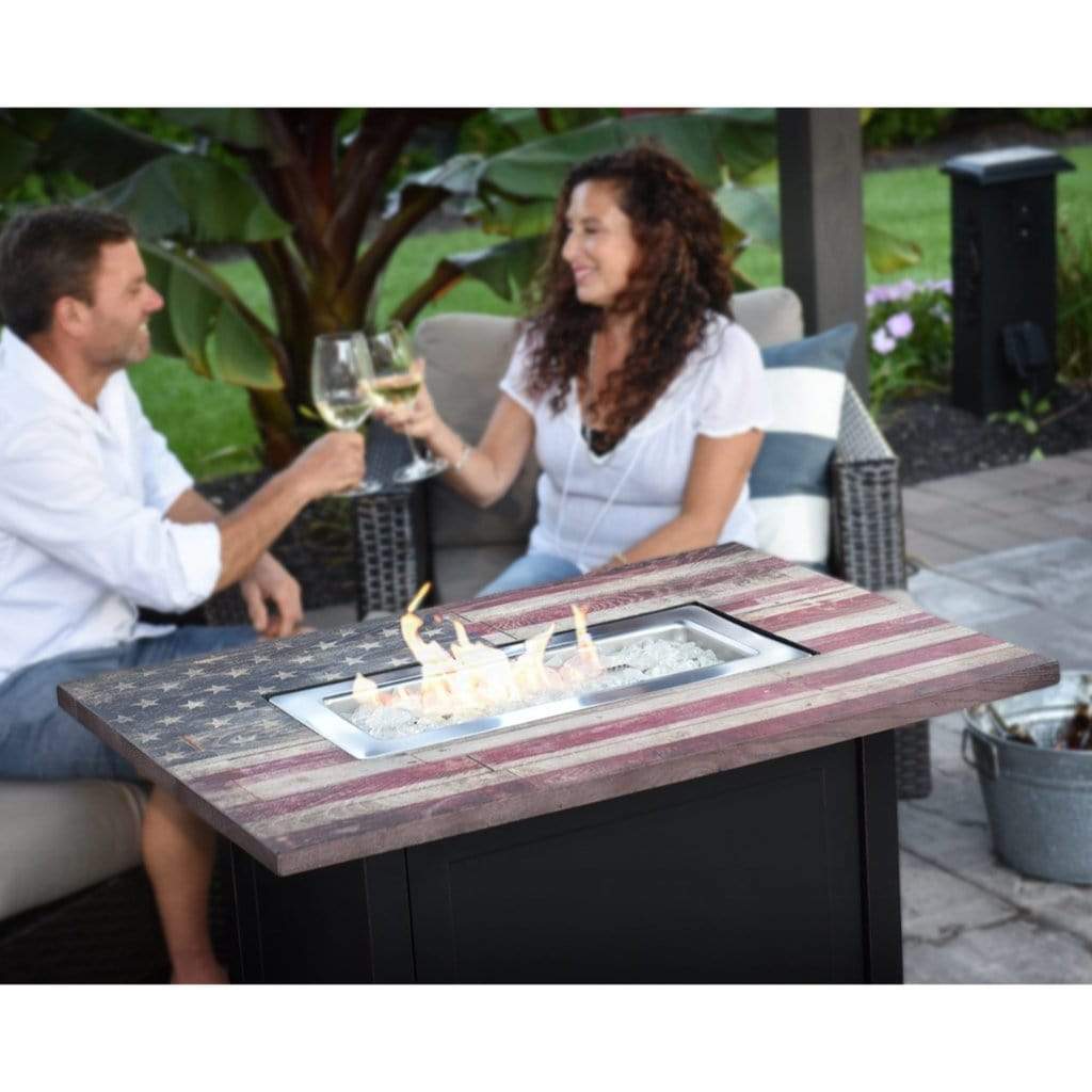 Endless Summer 40" Americana Rectangular LP Gas Outdoor Fire Pit Table with American Flag Mantel