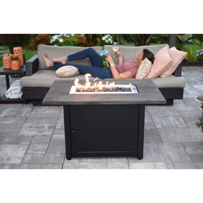 Endless Summer 40" Marc Rectangular LP Gas Outdoor Fire Pit Table with Faux Wood Mantel