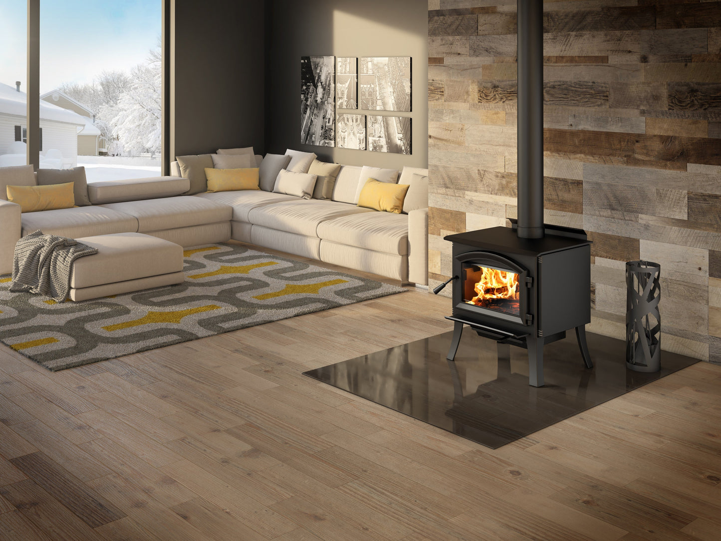 Enerzone Solution 2.3 Wood Burning Stove With Black Cast Iron Flared Legs & Ash Drawer