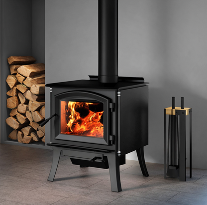 Enerzone Solution 3.3 Wood Burning Stove With Black Cast Iron Straight Legs & Ash Drawer