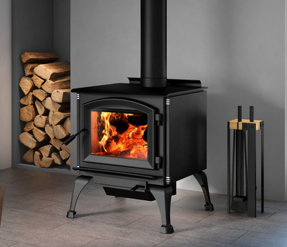 Enerzone Solution 3.3 Wood Burning Stove With Black Cast Iron Traditional Legs & Ash Drawer