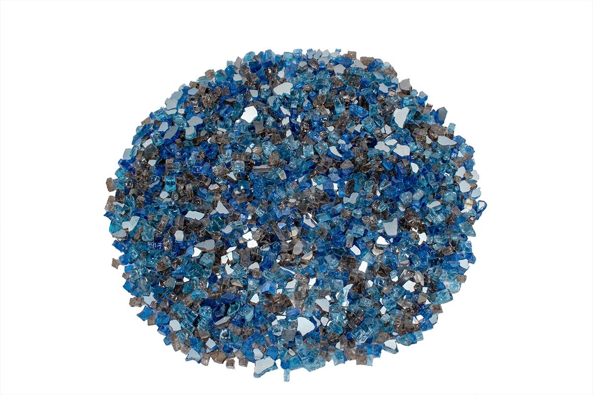 Enhance A Fire 0.25" 5 Lb. Ballad Blues Reflective Premium Mixed Fire Glass for Gas Fireplace, Electric Fireplace and Outdoor Gas Firepit