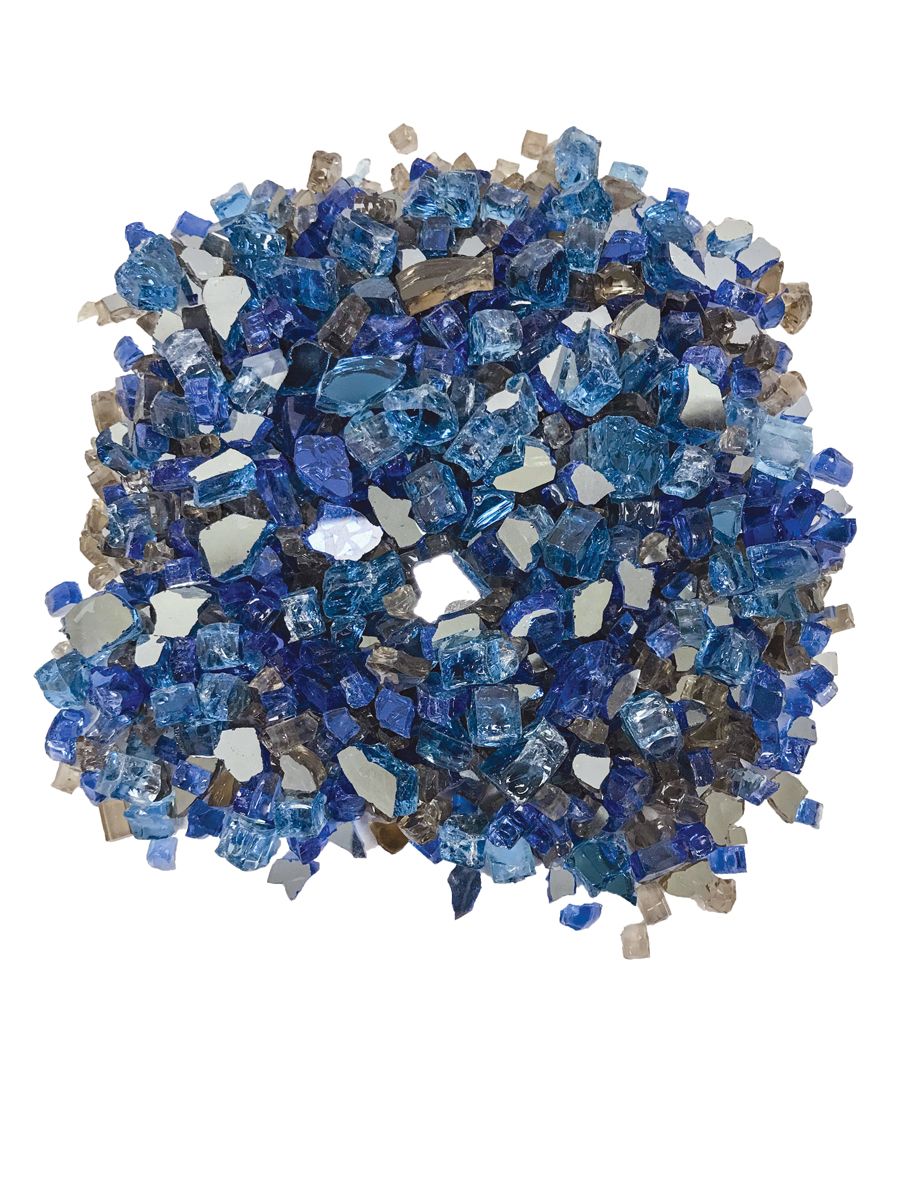 Enhance A Fire 0.25" 5 Lb. Ballad Blues Reflective Premium Mixed Fire Glass for Gas Fireplace, Electric Fireplace and Outdoor Gas Firepit