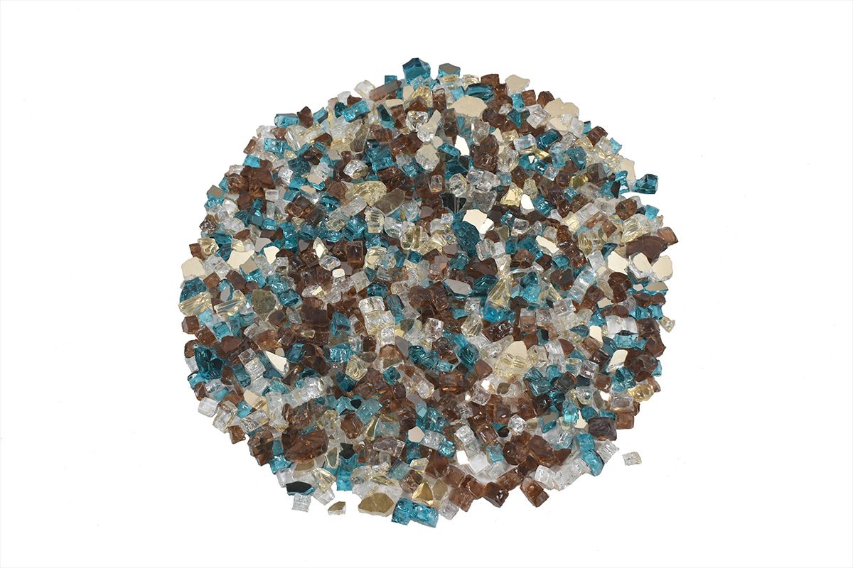 Enhance A Fire 0.25" 5 Lb. Brass Band Reflective Premium Mixed Fire Glass for Gas Fireplace, Electric Fireplace and Outdoor Gas Firepit