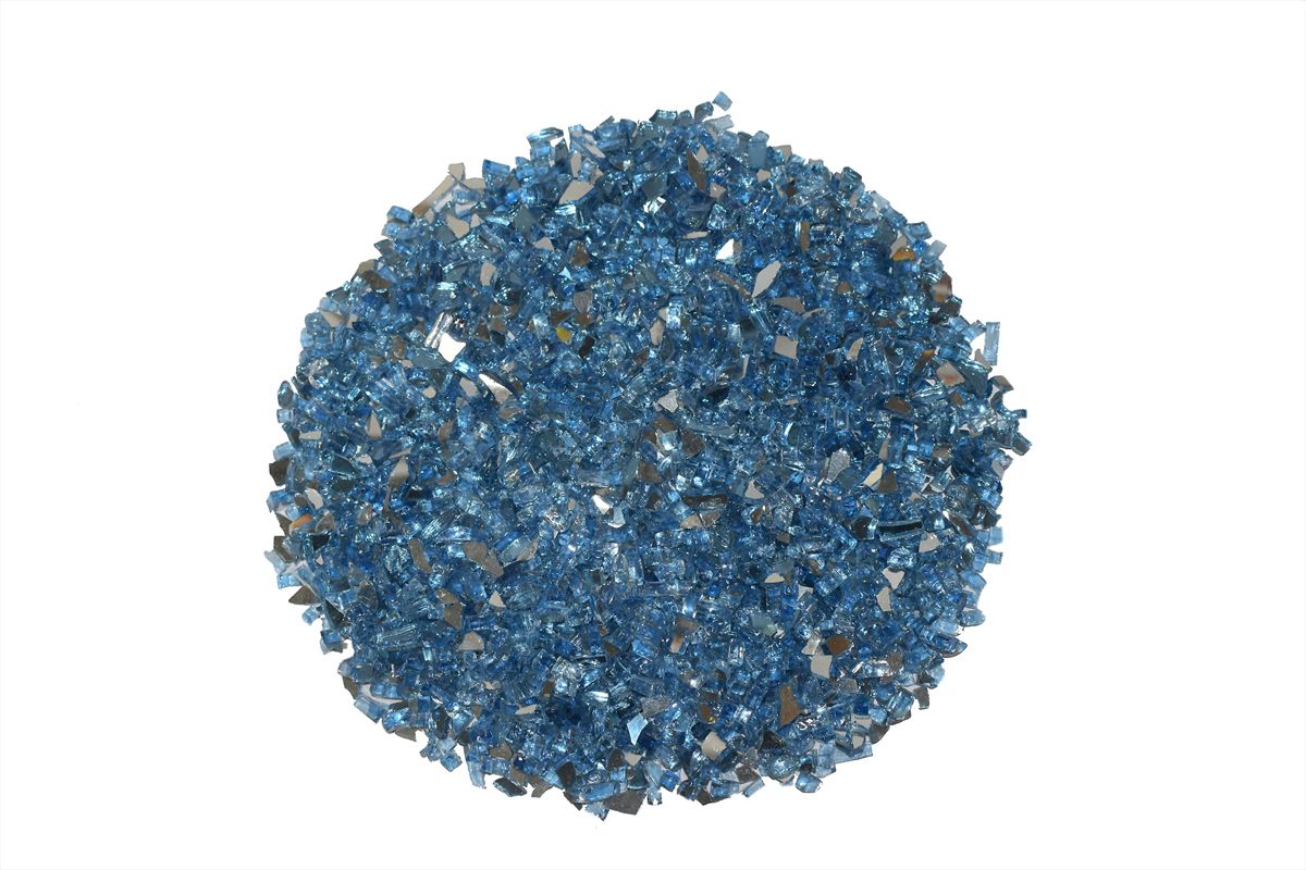 Enhance A Fire 0.25" 5 Lb. Celestite Blue Reflective Crushed Tempered Fire Glass for Gas Fireplace, Electric Fireplace and Outdoor Gas Firepit