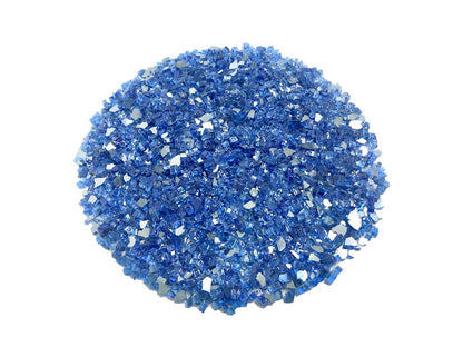 Enhance A Fire 0.25" 5 Lb. Parade Blue Reflective Crushed Tempered Fire Glass for Gas Fireplace, Electric Fireplace and Outdoor Gas Firepit